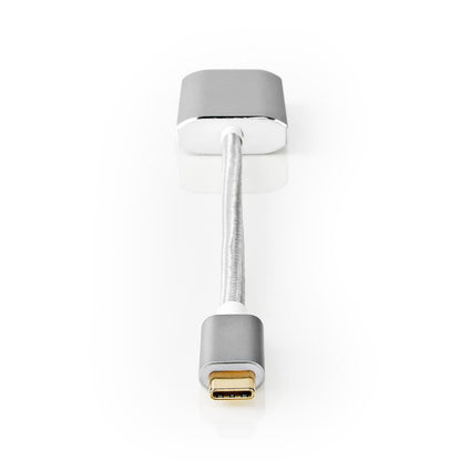 Nedis USB-C™ Adapter | USB 3.2 Gen 1 | USB-C™ Male | HDMI™ Output | 4K@60Hz | Power delivery | 0.20 m | Round | Gold Plated | Braided / Nylon | Silver | Cover Window Box