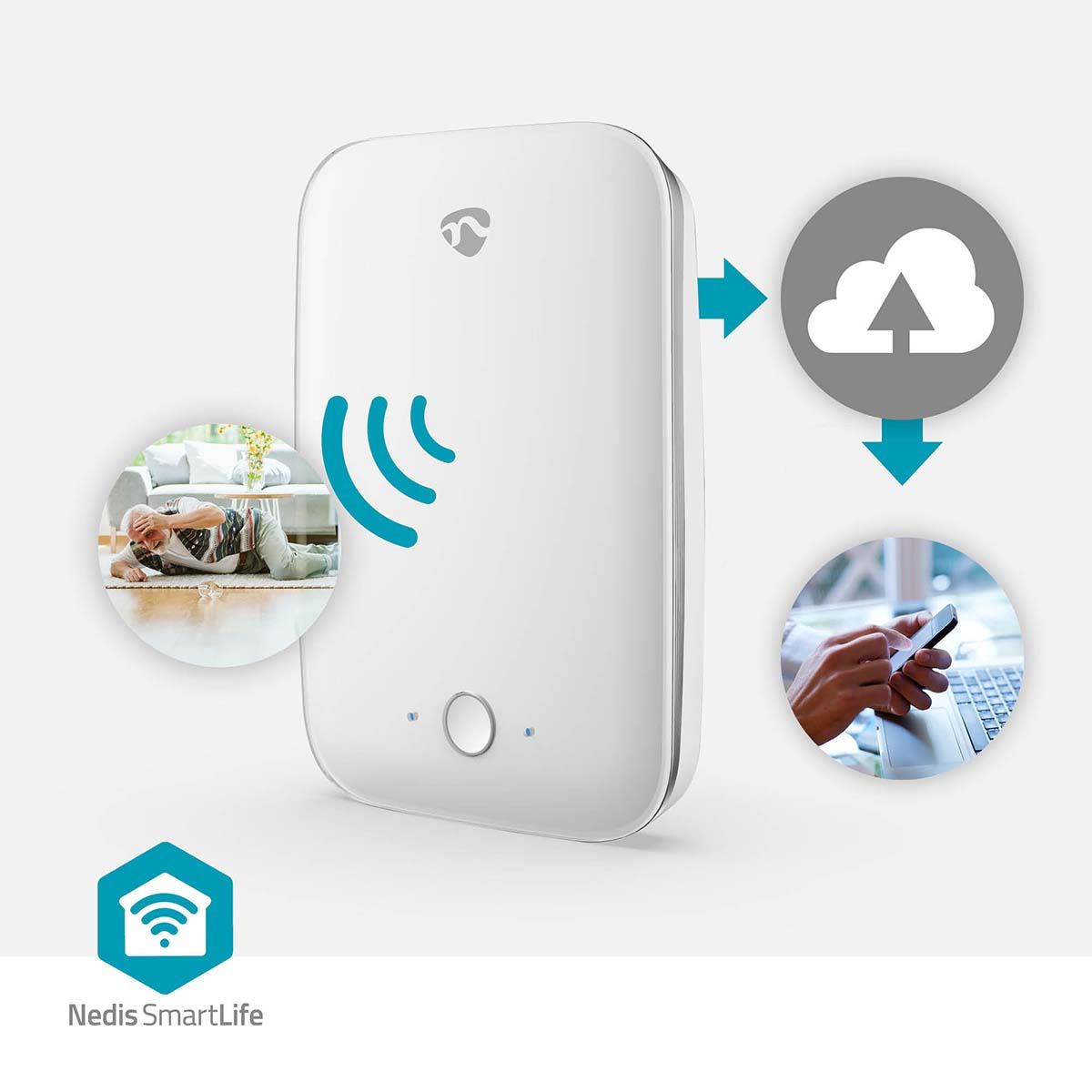Nedis Fall Detector | Wi-Fi | Detection range: 7 m | Effective field of view (horizontal): ±45° | Effective field of view (vertical): ±45° | IP54 | White