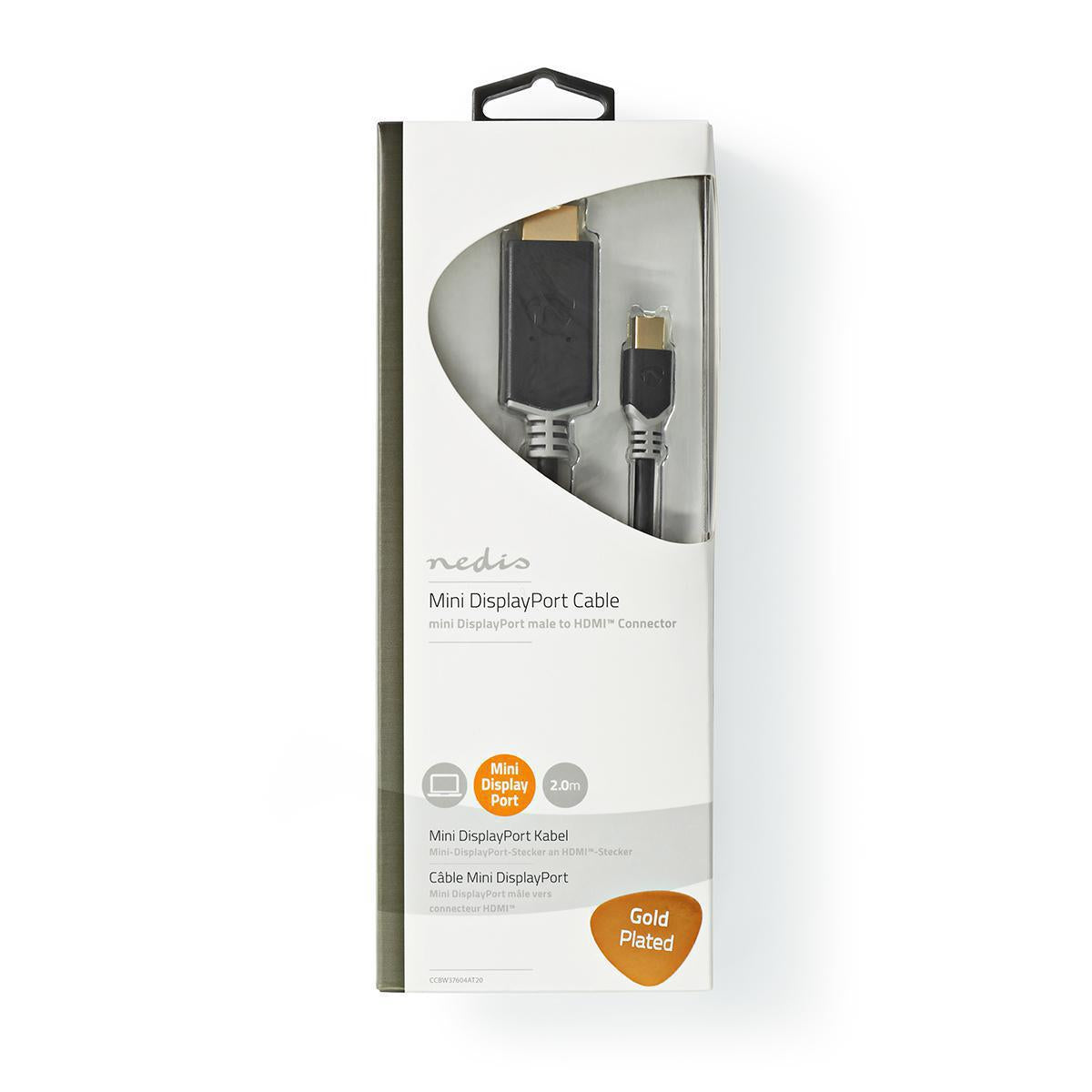 Nedis Mini DisplayPort Cable | DisplayPort 1.4 | Mini DisplayPort Male | HDMI™ Connector | 48 Gbps | Gold Plated | 2.00 m | Round | PVC | Anthracite | Window Box