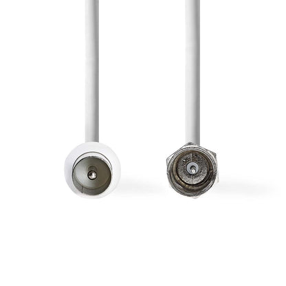 Nedis Satellite & Antenna Cable | F Male | IEC (Coax) Male | Nickel Plated | 75 Ohm | Double Shielded | 1.50 m | Round | PVC | White | Label