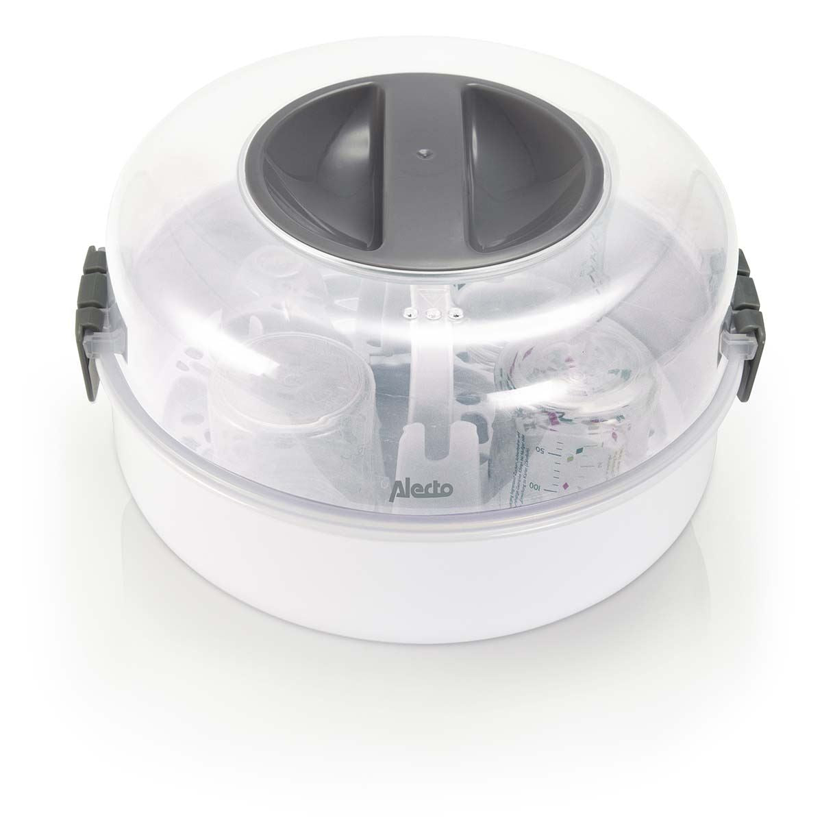 Alecto Microwave Steam Steriliser for Baby Bottles, Soothers, Breast Pumps and Feeding Accessories | White / Transparent