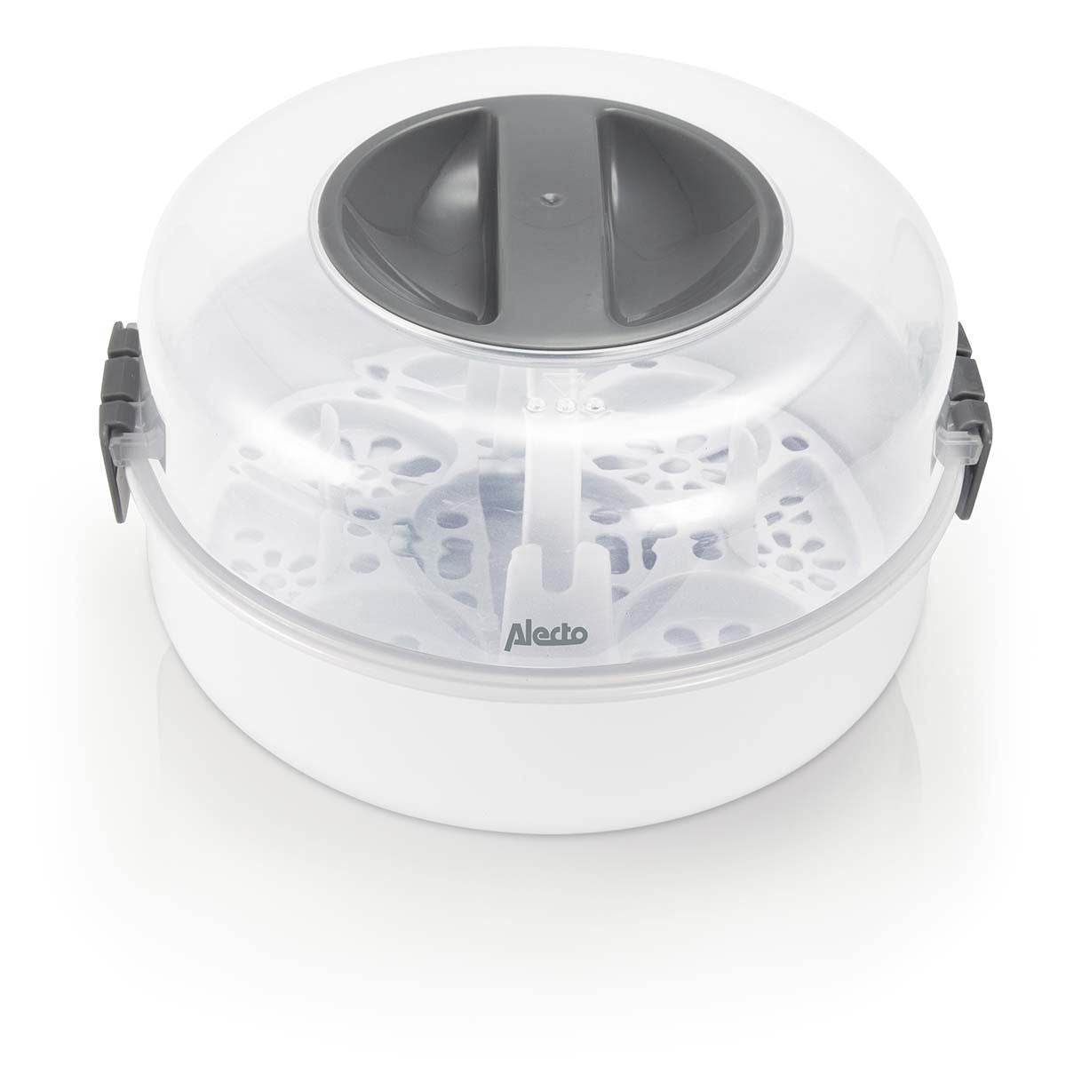 Alecto Microwave Steam Steriliser for Baby Bottles, Soothers, Breast Pumps and Feeding Accessories | White / Transparent