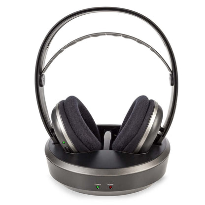 Nedis Wireless TV Headphones | RF | Over-Ear | Maximum battery play time: 11 hrs | 100 m | Digital Audio | Charging dock | Black / Silver