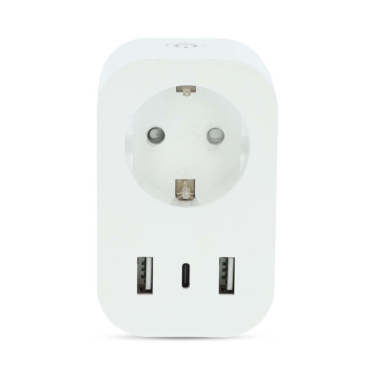 Nedis SmartLife Smart Plug | Wi-Fi | IP21 | Power meter | 3680 W | Type F (CEE 7/7) / 1x USB-C™ / 2x USB | 0 - 55 °C | Android™ / IOS | White | 1 pcs