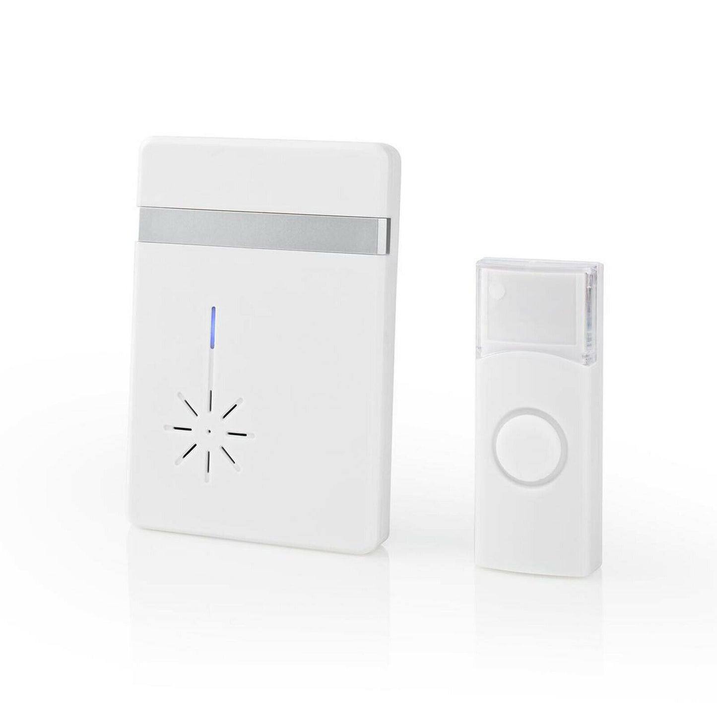 Nedis Wireless Doorbell Set | Battery Powered | 3 V DC | 1x CR2032 | Volume: 80 dB | Signal range: 300 m | IP44 | 36 Melodies | 1 Receiver | White