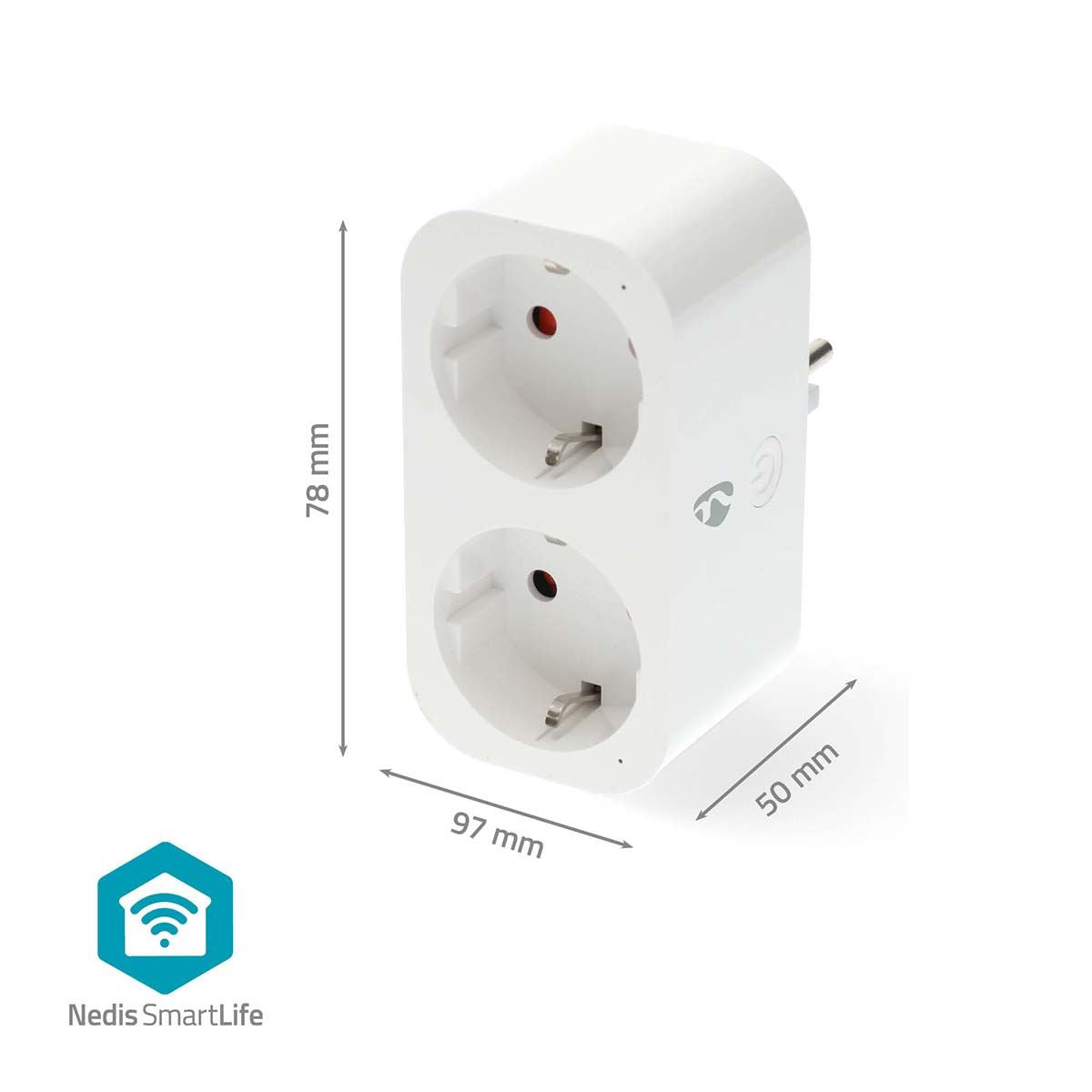 Nedis SmartLife Smart Plug | Wi-Fi | IP21 | Power meter | 3680 W | Type F (CEE 7/7) | 0 - 55 °C | Android™ / IOS | 2-Way | White | 1 pcs
