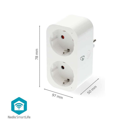 Nedis SmartLife Smart Plug | Wi-Fi | IP21 | Power meter | 3680 W | Type F (CEE 7/7) | 0 - 55 °C | Android™ / IOS | 2-Way | White | 1 pcs