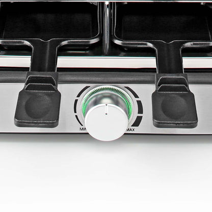 Gastronoma 18300101 | Raclette/Gourmet/Stone Grill Set | 8 Persons | 1400 W | 2 Reversible Grill Plates | Non-stick coating | Stone Plate | Black / Stainless Steel