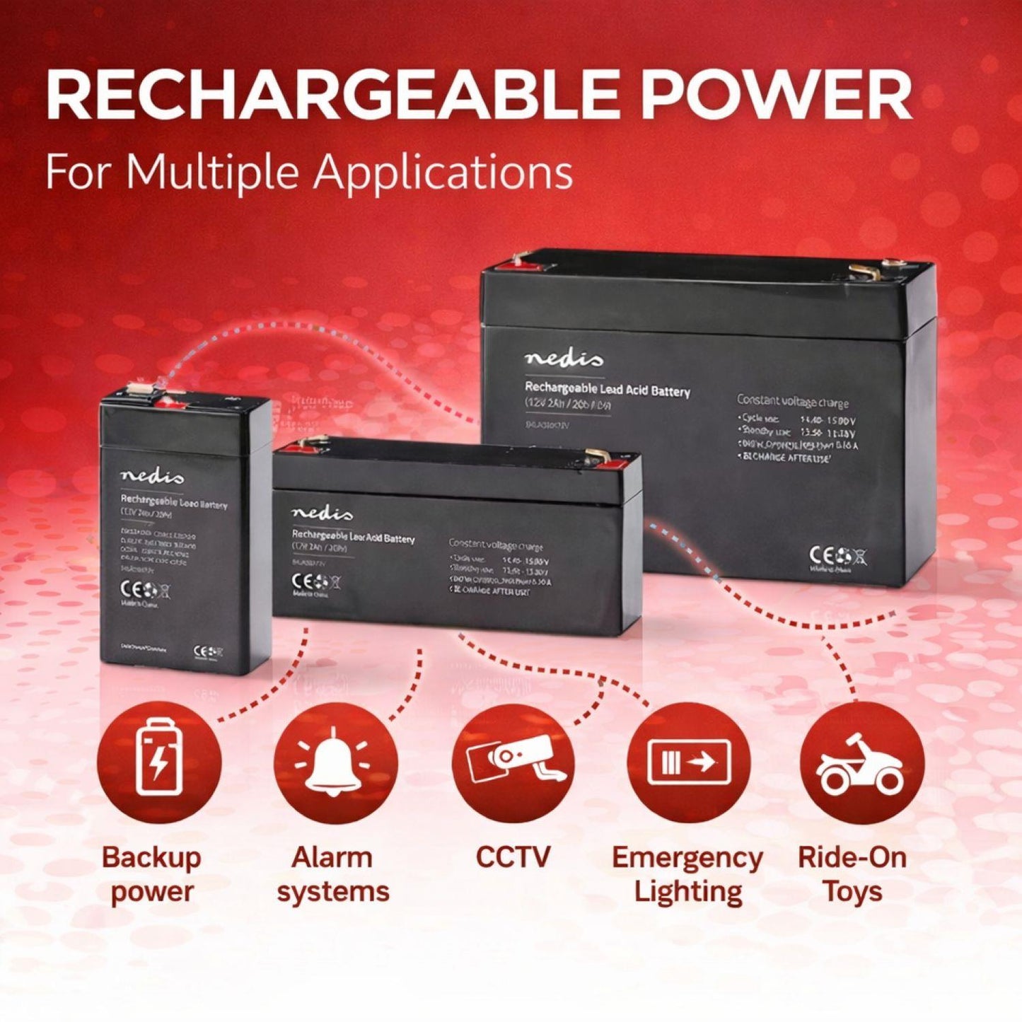 Nedis Battery | Lead-Acid | Rechargeable | 12 V | 7200 mAh