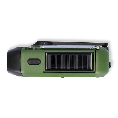 Nedis Emergency Radio | Portable Design | DAB+ / FM | Battery Powered / Hand Crank / Solar Powered / USB Powered | Alarm clock | Black / Green