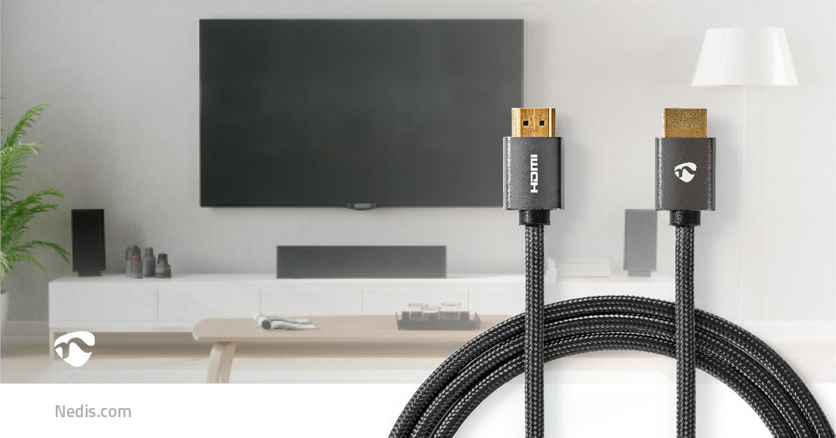 Nedis High Speed HDMI™ Cable with Ethernet | HDMI™ Connector | HDMI™ Connector | 4K@60Hz | ARC | 18 Gbps | 1.00 m | Round | Cotton | Grey / Gun Metal Grey | Cover Window Box