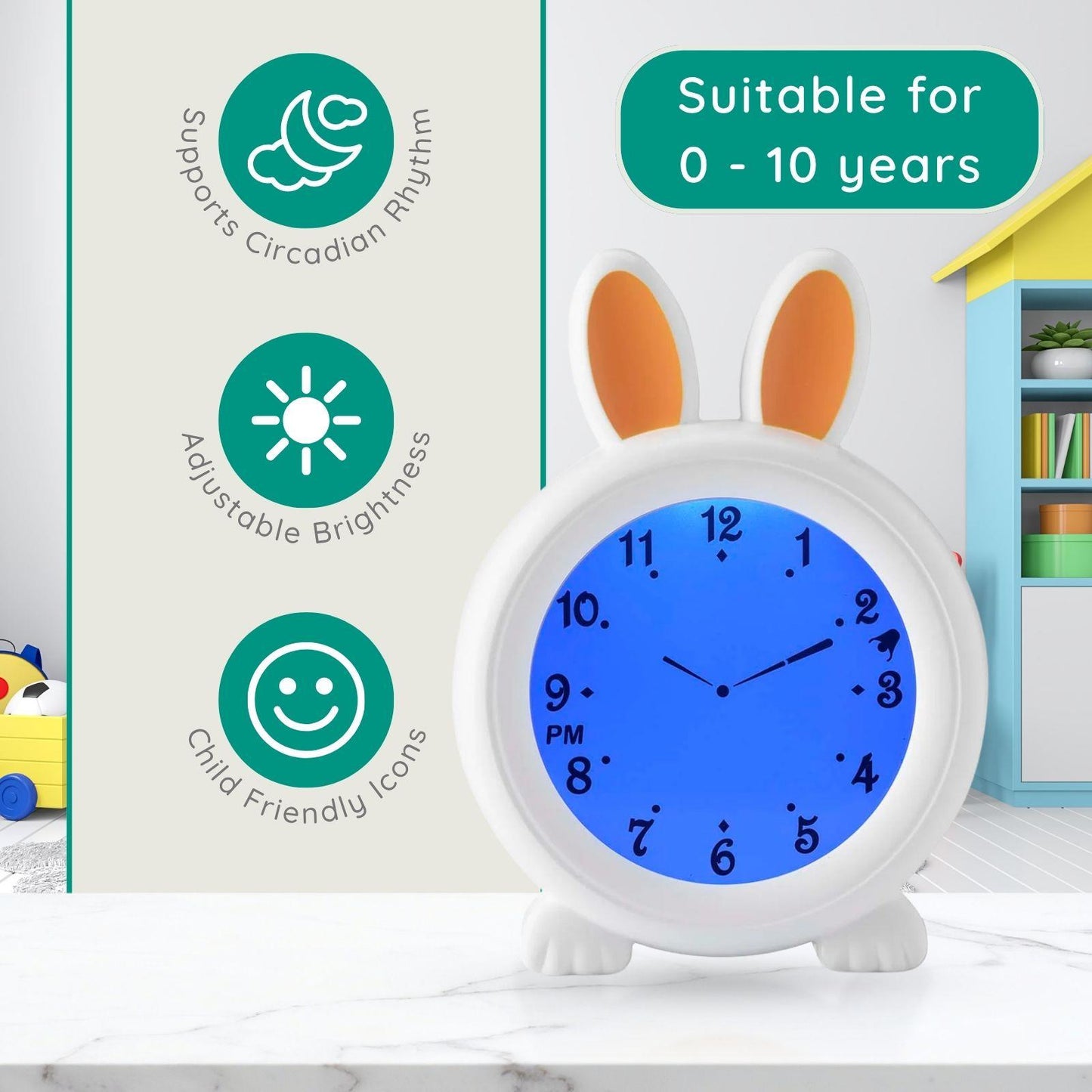 Alecto BC100BUNNY | Sleep Trainer & Night Lamp Light / Alarm Clock - Rabbit
