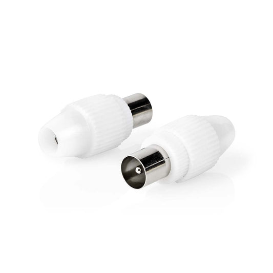 Nedis CSGB40903WT | IEC (Coax) Connector | Straight | Male | Nickel Plated | 75 Ohm | Screw | Cable input diameter: 7.0 mm | Metal / PVC | White | 2 pcs | Box