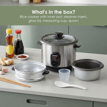MELISSA Rice Cooker | 1.0 l | 400 W | Non stick coating | Removable bowl | Steamer Basket | Keep-warm function | Auto shut-off