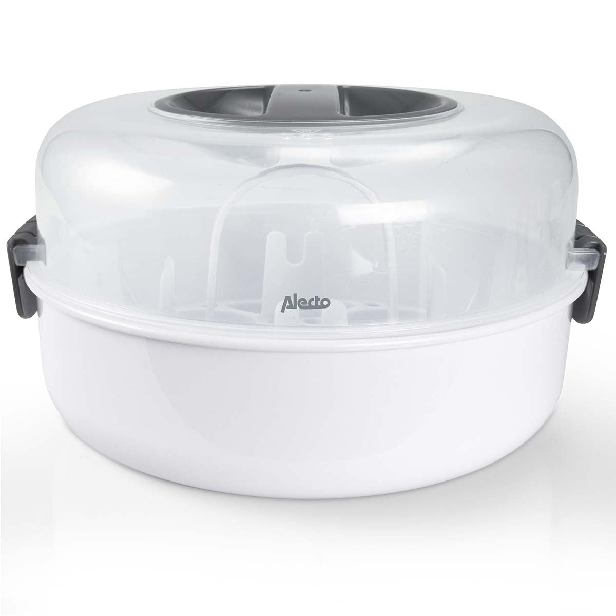 Alecto Microwave Steam Steriliser for Baby Bottles, Soothers, Breast Pumps and Feeding Accessories | White / Transparent
