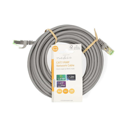 Nedis CAT7 Network Cable | S/FTP | RJ45 Male | RJ45 Male | 10.0 m | Snagless | Round | LSZH | Grey | Label | 12.349.426