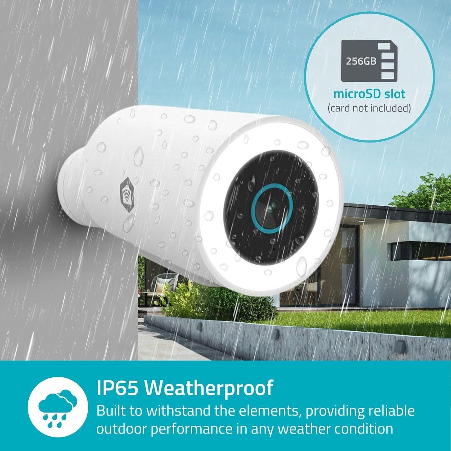 Nedis SmartLife Outdoor Camera | Spotlight | 3MP Full HD 1296p | IP65 | Cloud Storage (optional) / microSD (not included) / Onvif | 5 V DC | With motion sensor | Night vision | White
