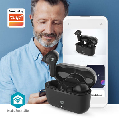 Nedis Fully Wireless Earphones | Hybrid (ENC + ANC) | Bluetooth® | Maximum battery play time: 36 hrs | Touch Control | Charging case | Wireless charging case | Built-in microphone | Voice control support | Black
