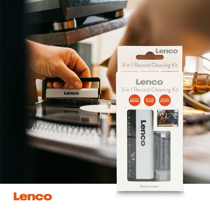 Lenco Antistatic Vinyl LP Carbon Fibre Brush & Cleaning Fluid Kit