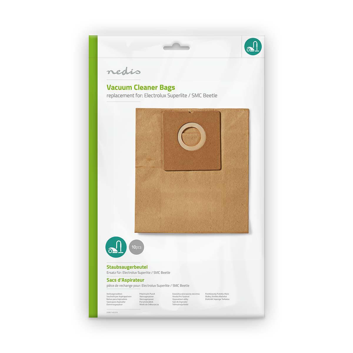 Nedis DUBG114ELE10 | Vacuum Cleaner Bag | 10 pcs | Paper | Most sold for: Electrolux | Brown