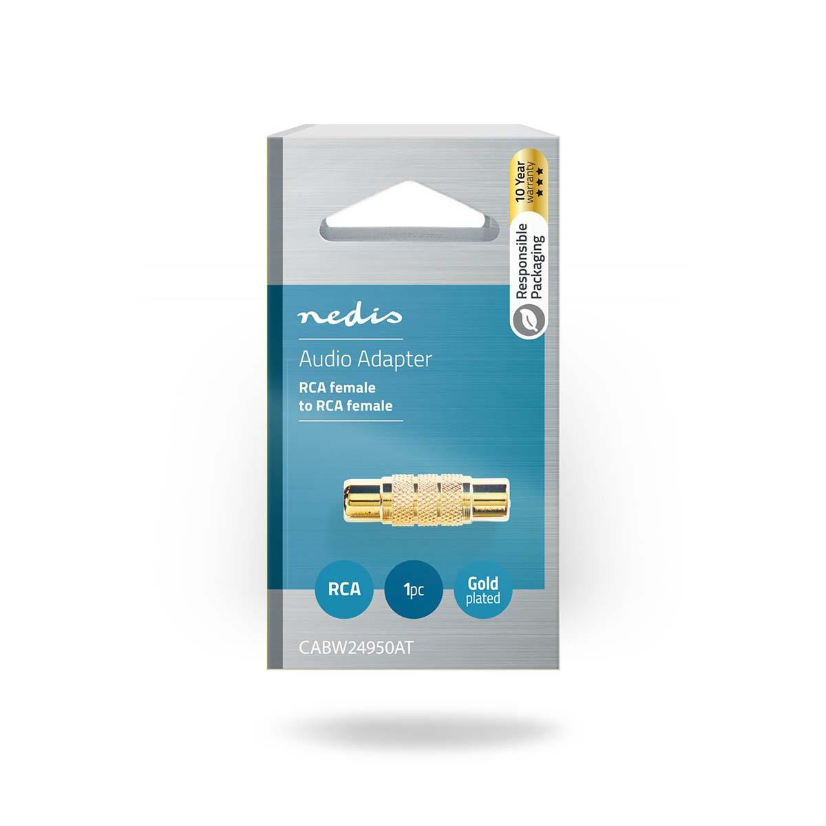 Nedis CABW24950AT | Mono Audio Adapter | RCA Female | RCA Female | Gold Plated | Straight | Metal | Metal | 1 pcs | Box