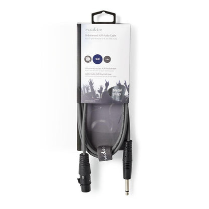 Nedis Unbalanced Audio Cable | XLR 3-Pin Female | 6.35 mm Male | Nickel Plated | 1.50 m | Round | PVC | Dark Grey | Carton Sleeve