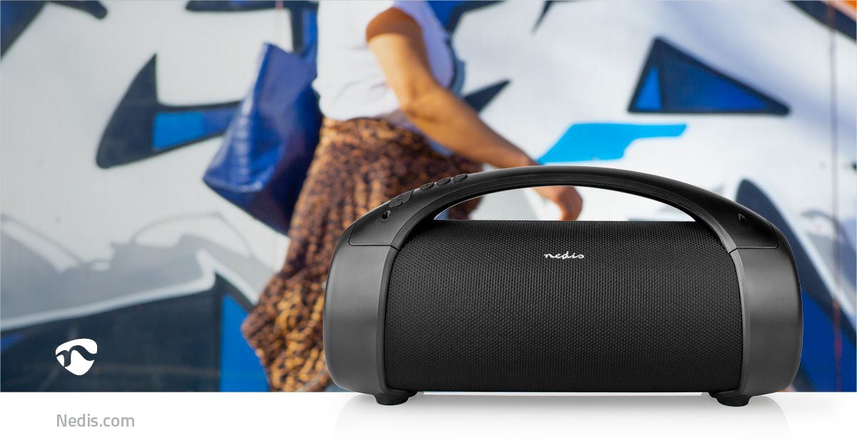 Nedis Bluetooth® Party Boombox | 6 hrs | 2.0 | 50 W | Media playback: AUX / USB | IPX5 | Linkable | Carrying handle | Party lights | Black