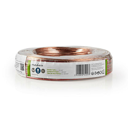 Nedis Speaker Cable | 2 x 1.50 mm² | CCA | 25.0 m | Round | PVC | Transparent | Wrap