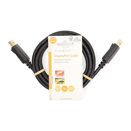 Nedis DisplayPort Cable | DisplayPort Male | DisplayPort Male | 4K@60Hz | Nickel Plated | 2.00 m | Round | PVC | Black | Label