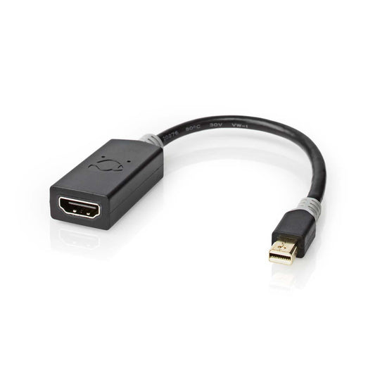 Nedis Mini DisplayPort Cable | DisplayPort 1.4 | Mini DisplayPort Male | HDMI™ Output | 48 Gbps | Gold Plated | 0.20 m | Round | PVC | Anthracite | Window Box