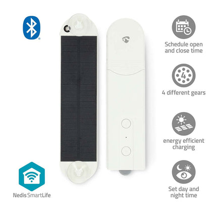 Nedis SmartLife Curtain Robot | Cable System | Panel curtains / Roller blinds / Roman blinds | Mains Powered / Solar Powered | 2000 mAh | Bluetooth® | White