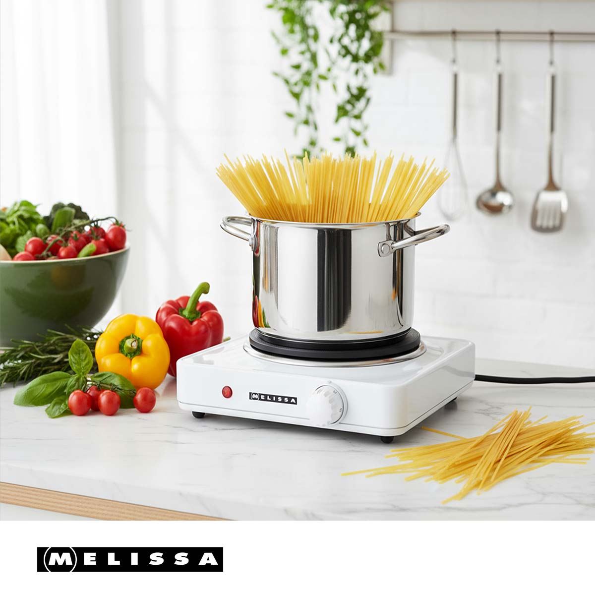 MELISSA 16350028 | Electric Hot Plate | 1500 W | Ø 18.5 cm | 6 Heat settings | Non-slip feet | White