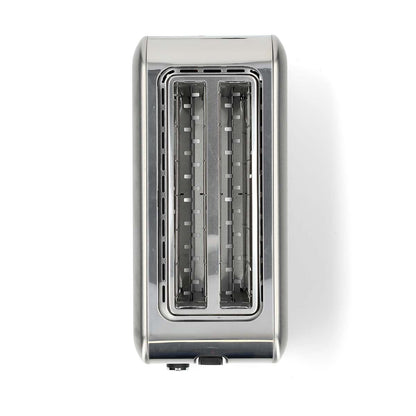 Nedis Toaster | 4 Bread Slices | 2 Long Slots | Browning levels: 7 | Defrost feature | Aluminium / Silver