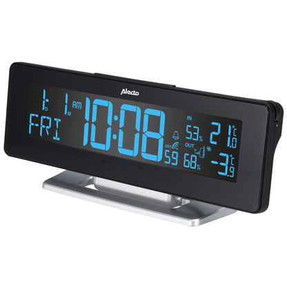 Alecto WS-2500 Large LCD Digital Alarm Clock with Weather Station | Outdoor Sensor