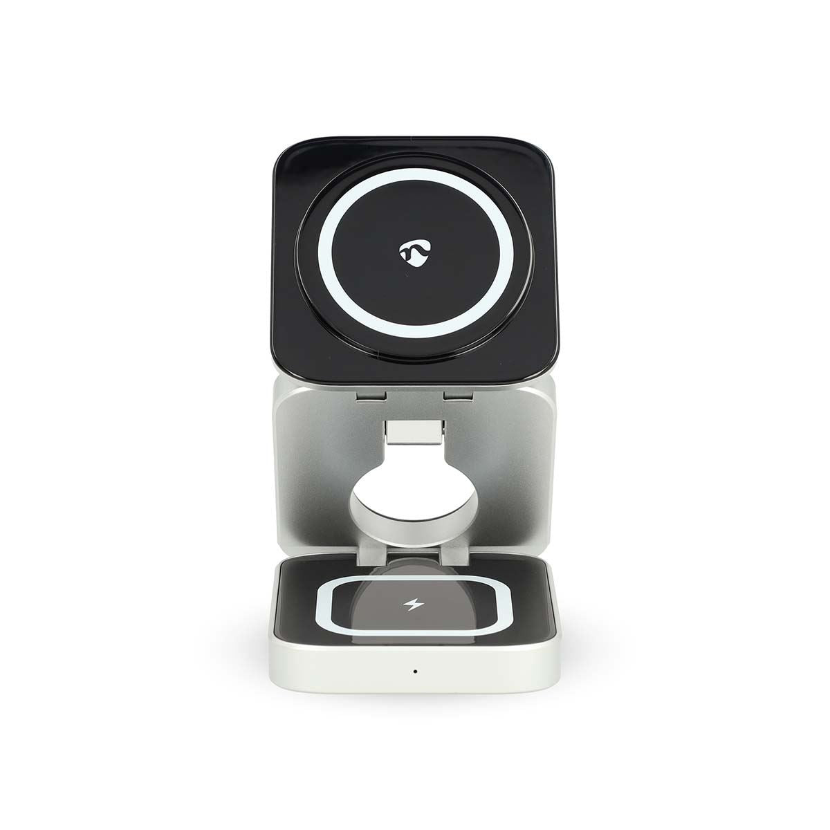Nedis WDCHAQ15W210BK | Wireless Charger | 3-in-1 | 2.5 / 5 / 15 W | LED-indicator in use | Including cable | USB-A / USB-C™ | 1.50 m
