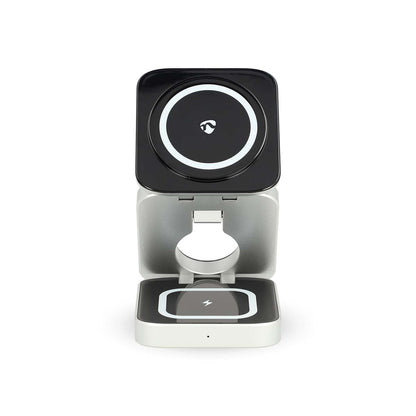 Nedis WDCHAQ15W210BK | Wireless Charger | 3-in-1 | 2.5 / 5 / 15 W | LED-indicator in use | Including cable | USB-A / USB-C™ | 1.50 m