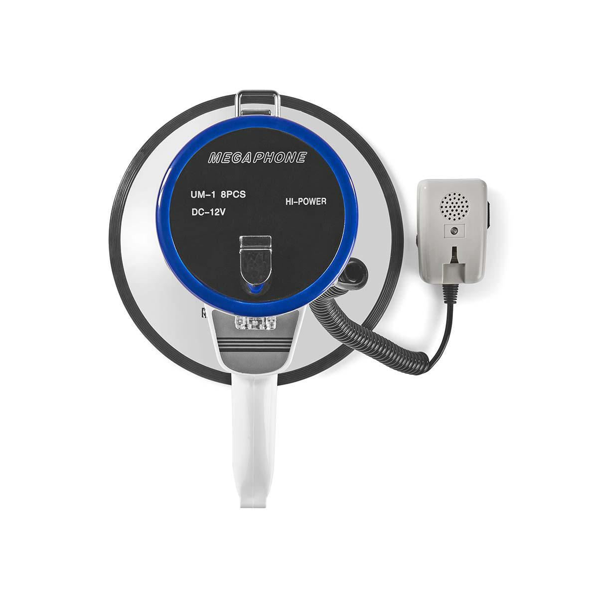 Nedis Megaphone | Maximum range: 1500 m | Maximum Volume control: 120 dB | Detachable Microphone | Built-in siren | Shoulder strap | Blue / White
