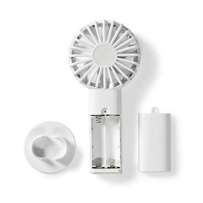 Nedis FNHH1WT | Hand / Desk Fan | Battery Powered 60 mm | 2-Speed Settings | White