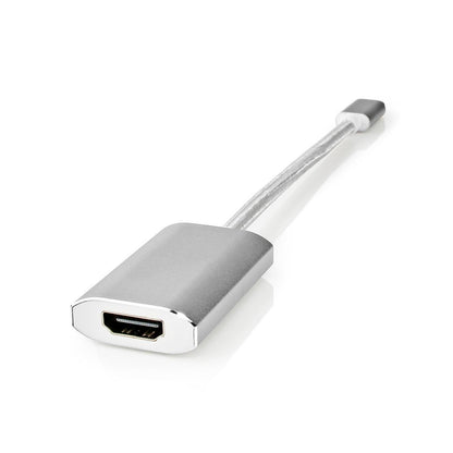 Nedis USB-C™ Adapter | USB 3.2 Gen 1 | USB-C™ Male | HDMI™ Output | 4K@60Hz | Power delivery | 0.20 m | Round | Gold Plated | Braided / Nylon | Silver | Cover Window Box