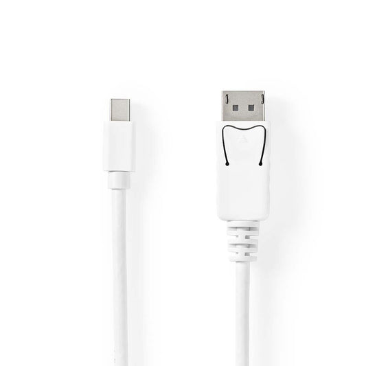 Nedis Mini DisplayPort Cable | DisplayPort 1.4 | Mini DisplayPort Male | DisplayPort Male | 48 Gbps | Nickel Plated | 2.00 m | Round | PVC | White | Blister