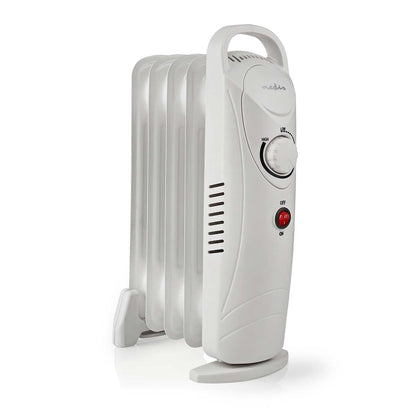 Nedis Mobile Oil Radiator | 500 W | 5 Fins | Adjustable thermostat | 1 Heat Setting | White