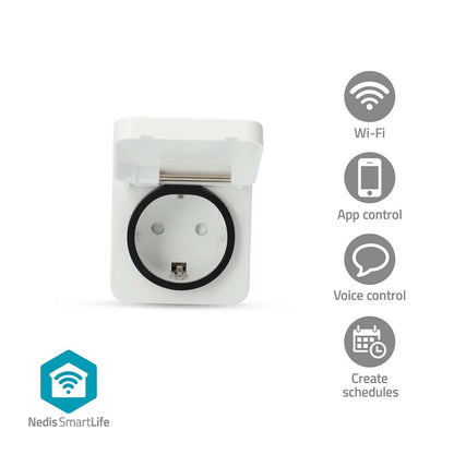 Nedis SmartLife Smart Plug | Wi-Fi | IP44 | 3680 W | Plug with earth contact | -25 - 55 °C | Android™ / IOS | Grey / White | 1 pcs