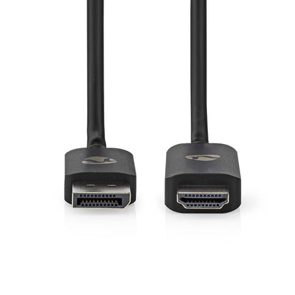 Nedis CCGP37108BK18 | DisplayPort Adapter | DisplayPort Male | HDMI™ Connector | 8K@30Hz | Nickel Plated | Straight | 1.80 m | Round | TPE | Black | Envelope