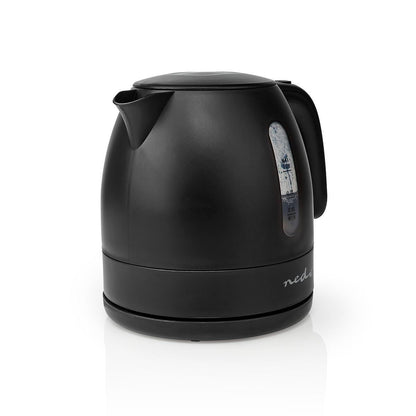 Nedis Electric Kettle | 1.0 l | Plastic | Black | Rotatable 360 degrees | Concealed heating element | Strix® controller | Boil-dry protection