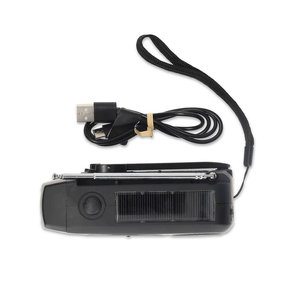 Nedis Emergency Radio | Table Design | AM / FM | Powerbank function | Battery Powered / Hand Crank / USB Powered | Black