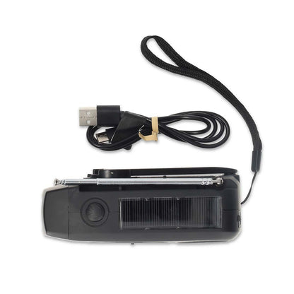 Nedis Emergency Radio | Table Design | AM / FM | Powerbank function | Battery Powered / Hand Crank / USB Powered | Black