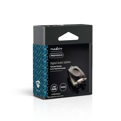 Nedis CATB25940GY | TosLink Adapter | TosLink Female | 2x TosLink Female | Splitter | Aluminium | Gun Metal Grey | 1 pcs | Box