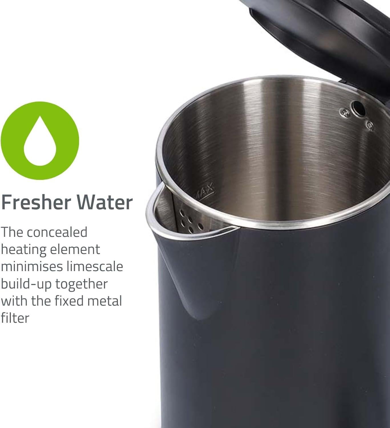 Nedis Electric Kettle | 1.5 l | Plastic | Black | Rotatable 360 degrees | Concealed heating element | Strix® controller | Boil-dry protection