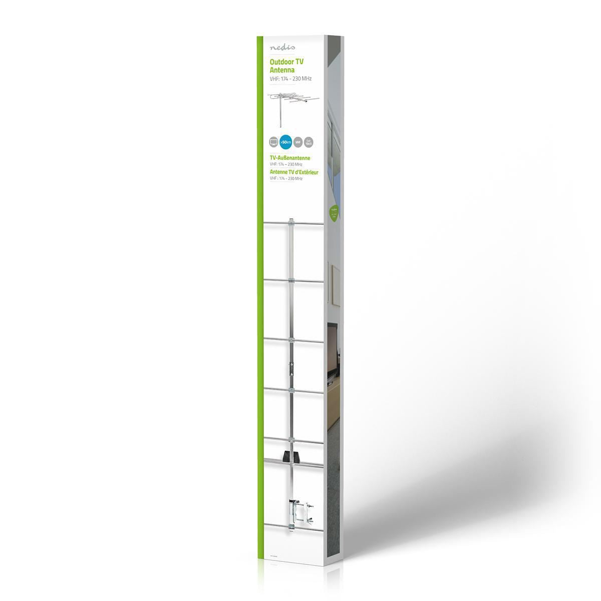 Nedis Outdoor Antenna | VHF | Reception range: ≥50 km | Gain: 13 dB | 75 Ohm | Antenna length: 1348 mm | Aluminium