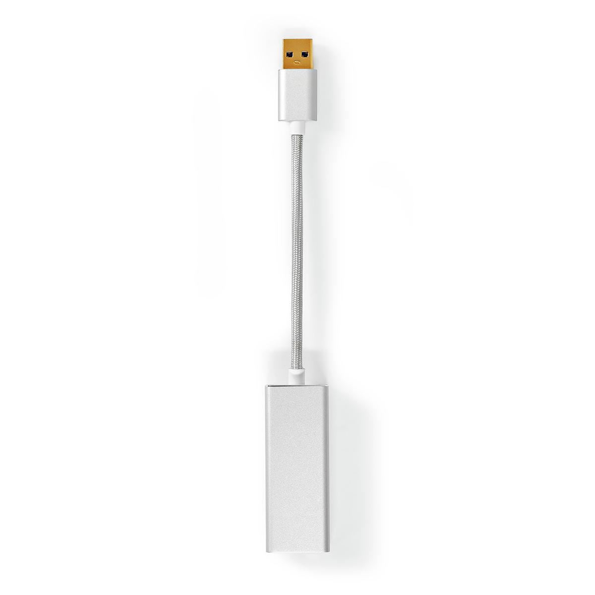 Nedis USB Network Adapter | USB 3.2 Gen 1 | 1 Gbps | USB-A Male | RJ45 Female | 0.20 m | Round | Gold Plated | Bare Copper | Silver | Cover Window Box